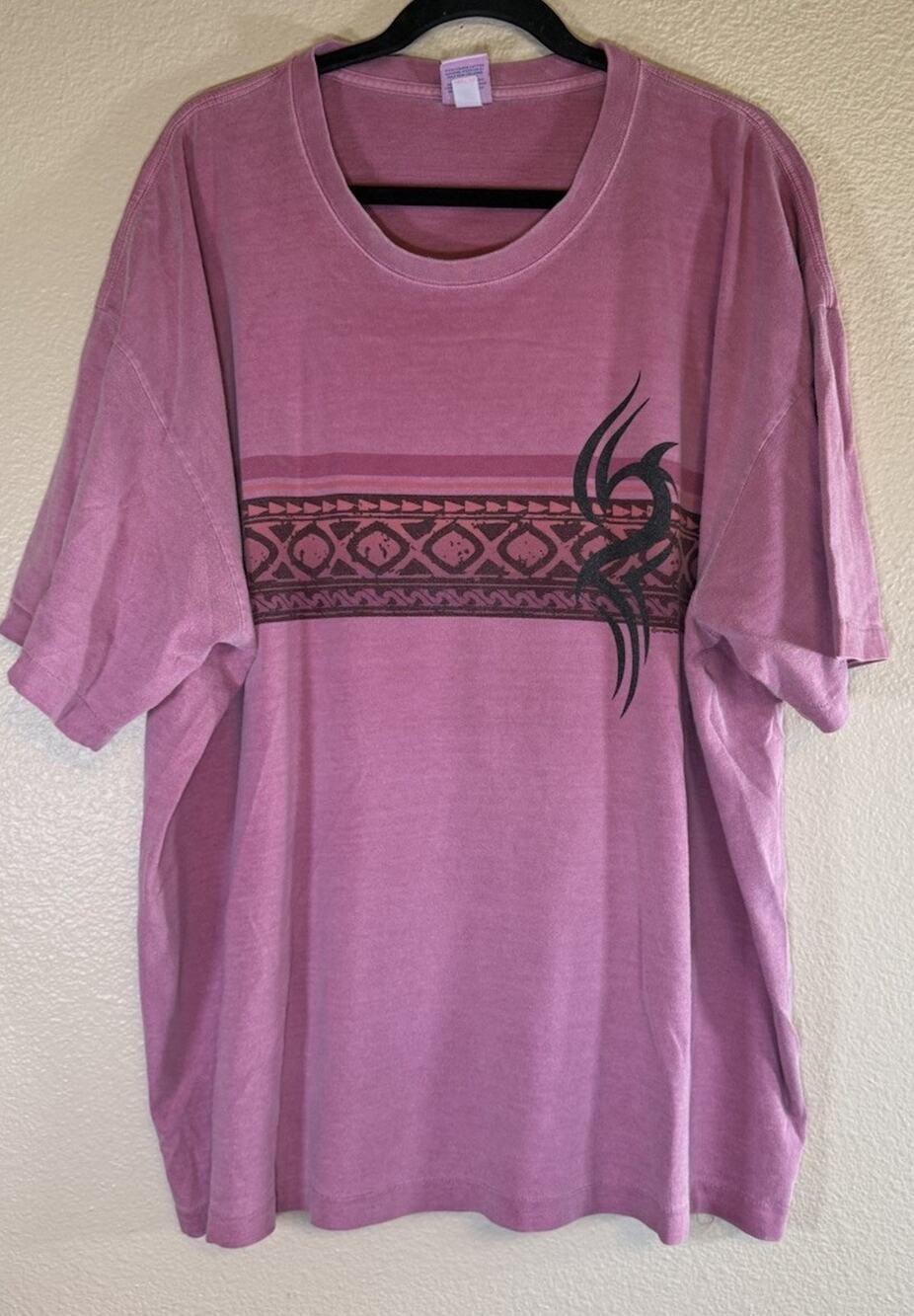 Vintage 90s Size XXL Crazy Shirts Hawaii Surfer Tribal T-shirt Pink Dyed